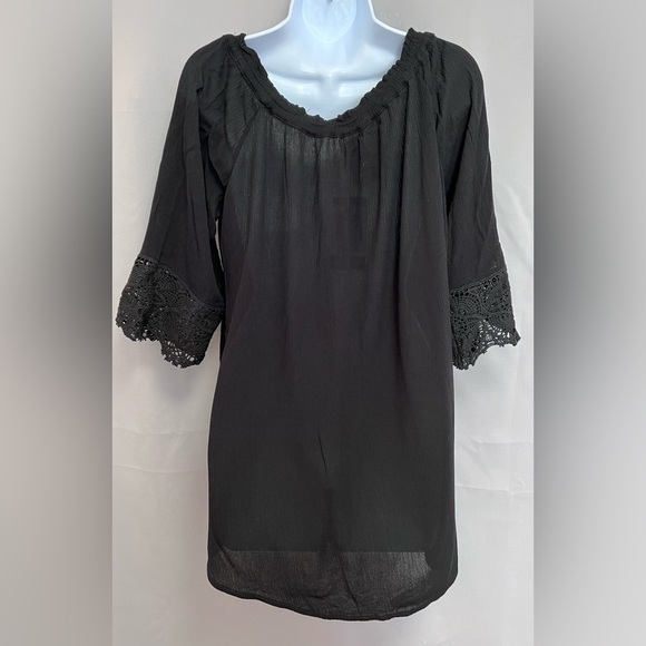 CHELSEA & THEODORE Black Cotton/Rayon Tunic/Blouse /Top Wm's Sz. Med. - Picture 2 of 8